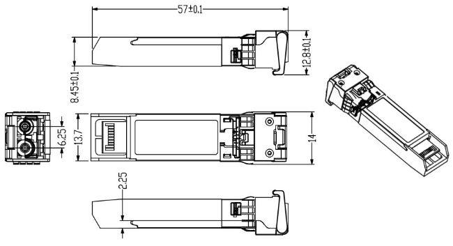 25G ZR SFP 80KM LC 25G Ethernet SFP Alıcı DOM 1310nm Fiber Optic Alıcılar 4