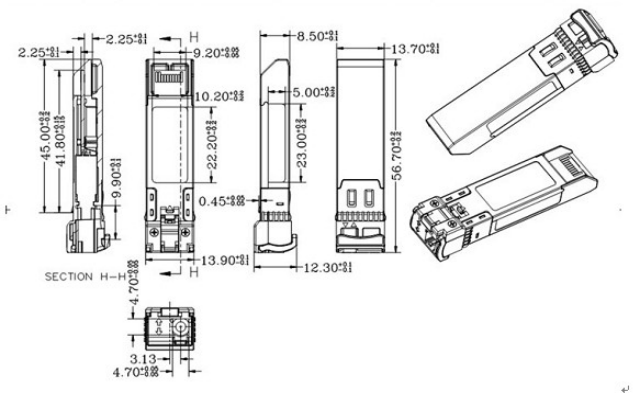 10G-ZR4-80KM 10G BIDI Alıcı Modülü 80KM 1490nm/1550nm SFP+ STM-64 WDM 8SFP+ SMF 4