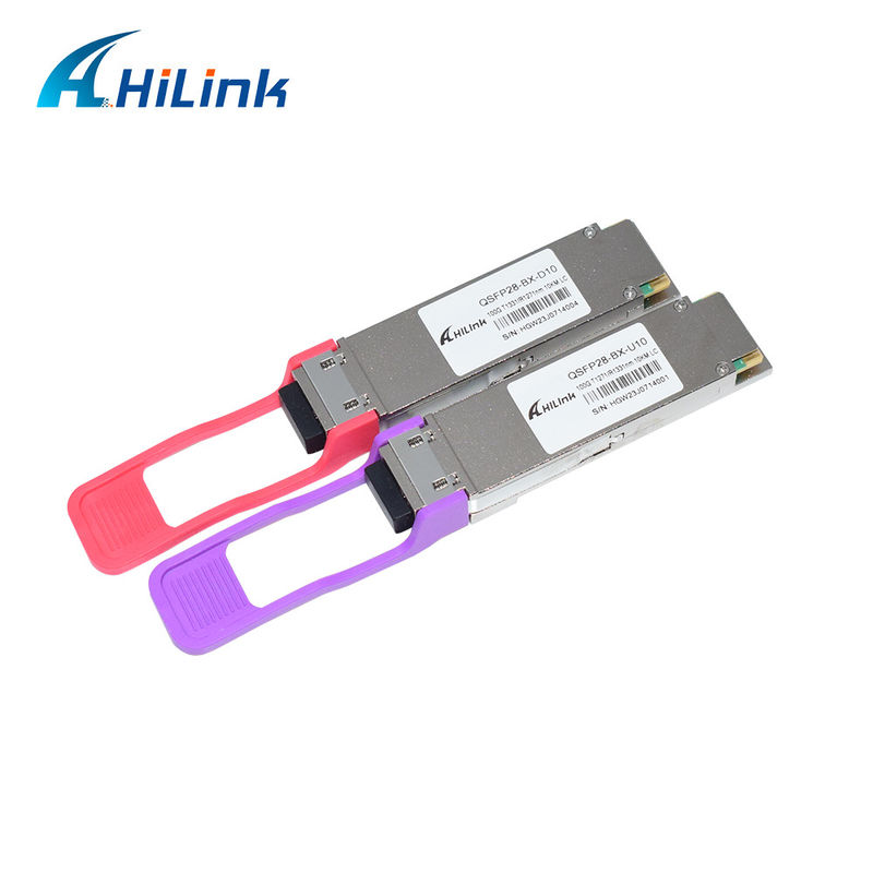 100G Temel QSFP28 BiDi Modülü 0 ila 70C Çevre için 10km ve 20km Veri Hızı