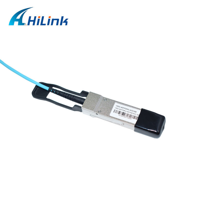Sertifikalı 100G QSFP28'den 4xSFP28 AOC OM3 Breakout Aktif Optik Kablo, 1-5m Kablo Uzunluğu ve CE RoHS Sertifikasyonu