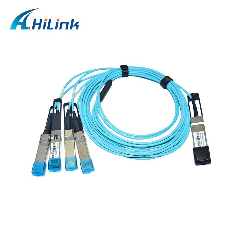 Sertifikalı 100G QSFP28'den 4xSFP28 AOC OM3 Breakout Aktif Optik Kablo, 1-5m Kablo Uzunluğu ve CE RoHS Sertifikasyonu