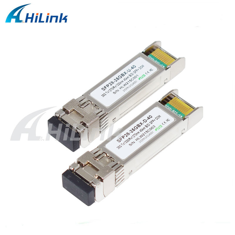 25Gb/s 40Km SFP28 BIDI Alıcılar LC tek konektörlü Sıcak takılabilir Tam RoHS uyumlu