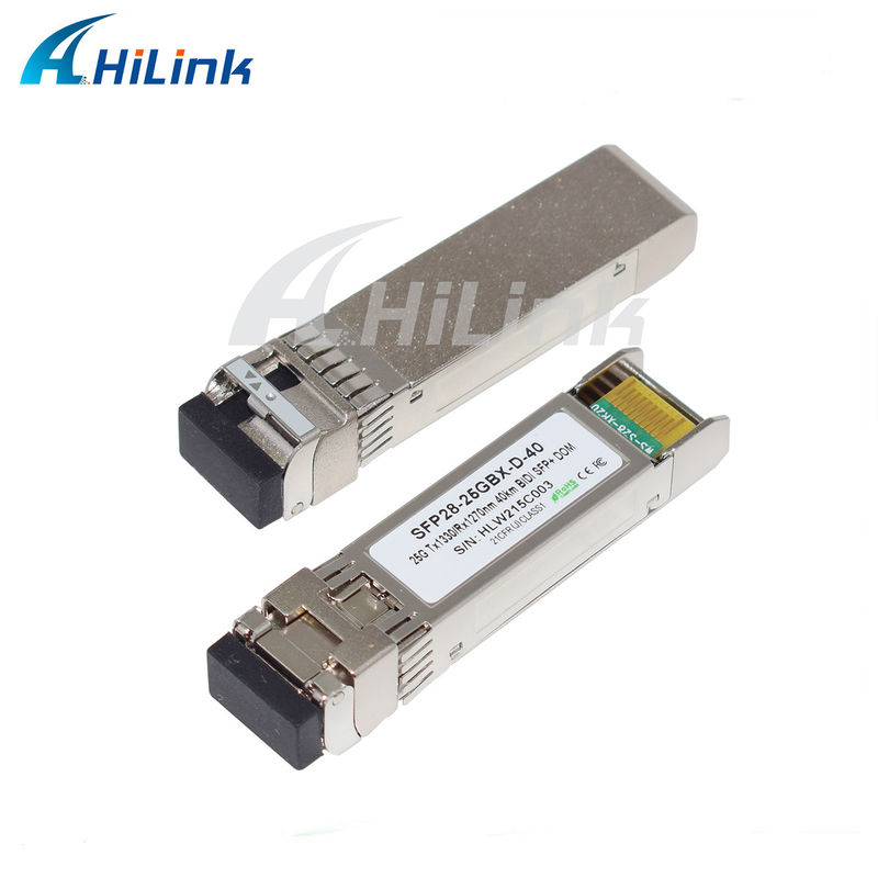25Gb/s 40Km SFP28 BIDI Alıcılar LC tek konektörlü Sıcak takılabilir Tam RoHS uyumlu