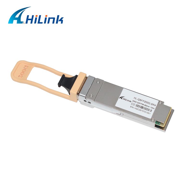 QSFP200G QSFP56 200G SR4 Takılabilir Optik Alıcı-Verici 70m@OM3 100m@OM4 FEC Tek MPO12 Çok Modlu Fiber RoHS uyumlu 200GBASE-SR4 Ethernet bağlantıları için Yüksek Hız Veri merkezleri