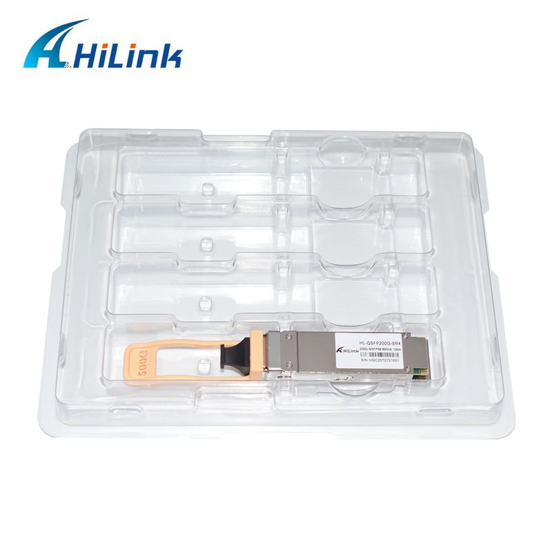 QSFP200G QSFP56 200G SR4 Takılabilir Optik Alıcı-Verici 70m@OM3 100m@OM4 FEC Tek MPO12 Çok Modlu Fiber RoHS uyumlu 200GBASE-SR4 Ethernet bağlantıları için Yüksek Hız Veri merkezleri