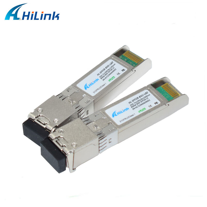 25Gb/s SFP28 BIDI Transceiver 80km'lik erişim ve RoHS 6 Uyumlu Sıcak Bağlanabilir Tek LC DDM