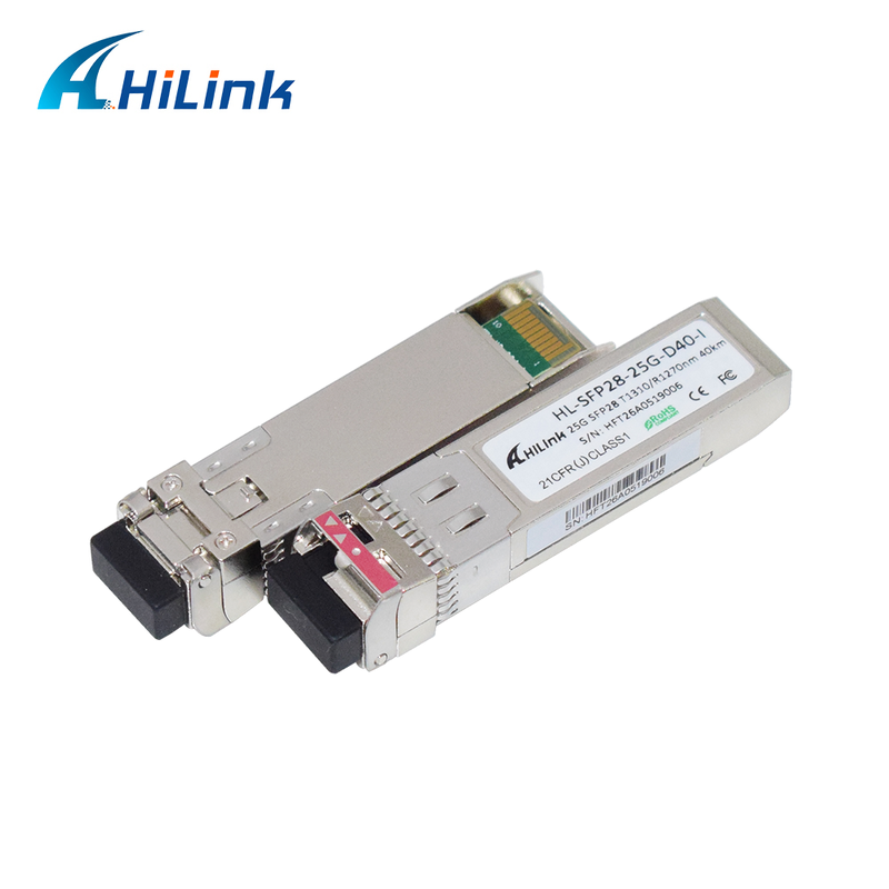 Endüstriyel Sınıf 25G BIDI 1270/1310nm 40KM APD+TIA Optik Modül Tek Fiber Simplex LC DOM